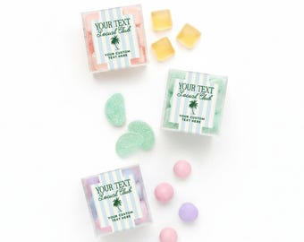 Recuerdos de fiesta con cubos de dulces para clubes sociales - Recuerdos para despedidas de soltera en la playa - Totalmente personalizados - Fin de semana de chicas - Cubo acrílico + etiquetas - JUEGO DE 10