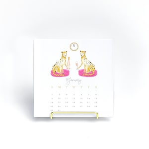 Desk Calendar Set - Fashion Illustration Gift - Calendar + Gold Stand - Watercolor Art - Trendy Gift - Unique Gift - Birthday Gift - 5&quot; x 5&quot;