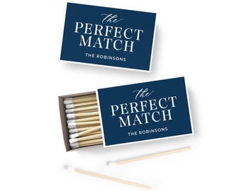 Custom Wedding Matches SET OF 50 | Personalized Matchbooks | The Perfect Match Wedding Favor | Engagement Party Favors | Bridal Shower Favor