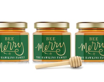 BULK Honey Jar Christmas Favors - Holiday Favors for Guest - Christmas Favor - Christmas Gift Idea - Christmas Party Favor - Honey Jar Favor