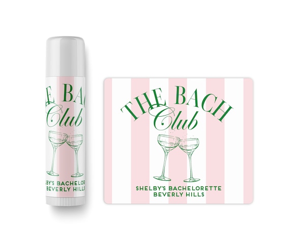 Bach Club Lip Balm - Beach Bachelorette Favors -  The Bachelorette Club - Custom Lip Balms SET - Champagne Coupe - Palm