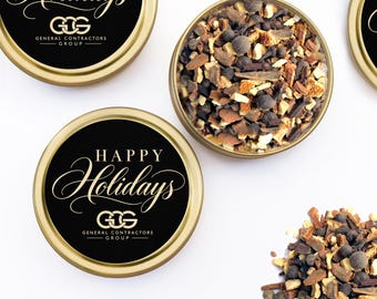Bulk YOUR LOGO HERE Holiday Party Favor - Affordable Holiday Mulling Spice Set - Company Christmas Party Favor - Holiday Spices Gift Idea
