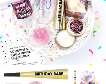 Birthday Gift Box - Custom Birthday Gift - White Confetti - Happy Birthday - Birthday Gift - Birthday Box - Birthday for Her - Custom Gift
