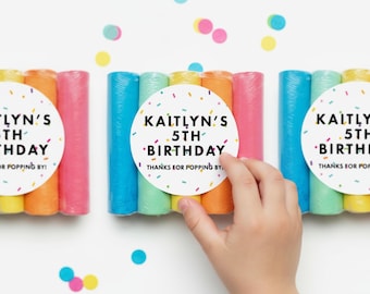Chalk Birthday Party Favors for Kids + 3" Labels | Sidewalk Chalk | Outdoor Kids Party Favors | Favor Ideas | Sprinkles Confetti