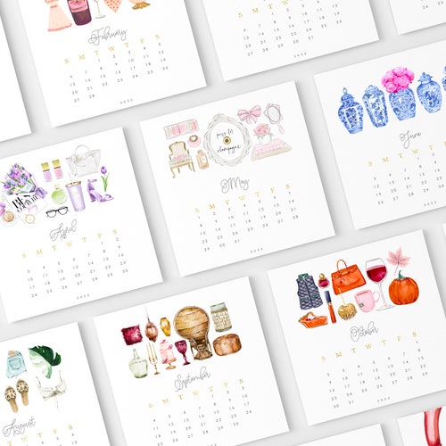 Desk Calendar Set Fashion Illustration Gift Calendar - Etsy