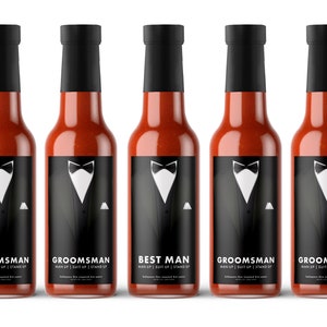 Groomsmen Gift Hot Sauce Wedding Party Gift Best Man Will You Be My Groomsman Thank you Best Man Groomsman Hot Sauce Gift Tux