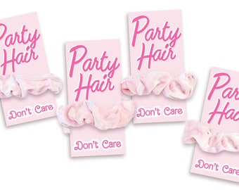 Come On Let's Go Party Party Favors - Party Hair Don't Care - Hot Pink Doll Favors - Girls Birthday Party Favors - Scrunchie Party Favor