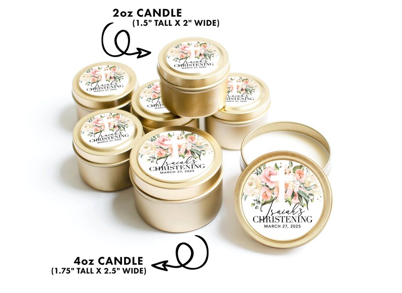 Confirmation Candle Favors - First Communion Favors for Guests - Christian Candle - BULK Candle Favors - Baptism Keepsake Gold Candle Tin bild 4