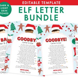 EDITABLE Elf Goodbye & Hello Letter - Personalized Elf Goodbye letter - Notes from the Elf - Christmas Elf Letters - Elf PRINTABLE Letters
