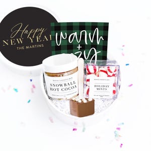 Hot Chocolate Gift Set - Corporate Gift Idea - New Year Gift Set - Gifts under 25 - Winter Gift Idea - Personalized Holiday Gift Basket New Year- Noir Scrip