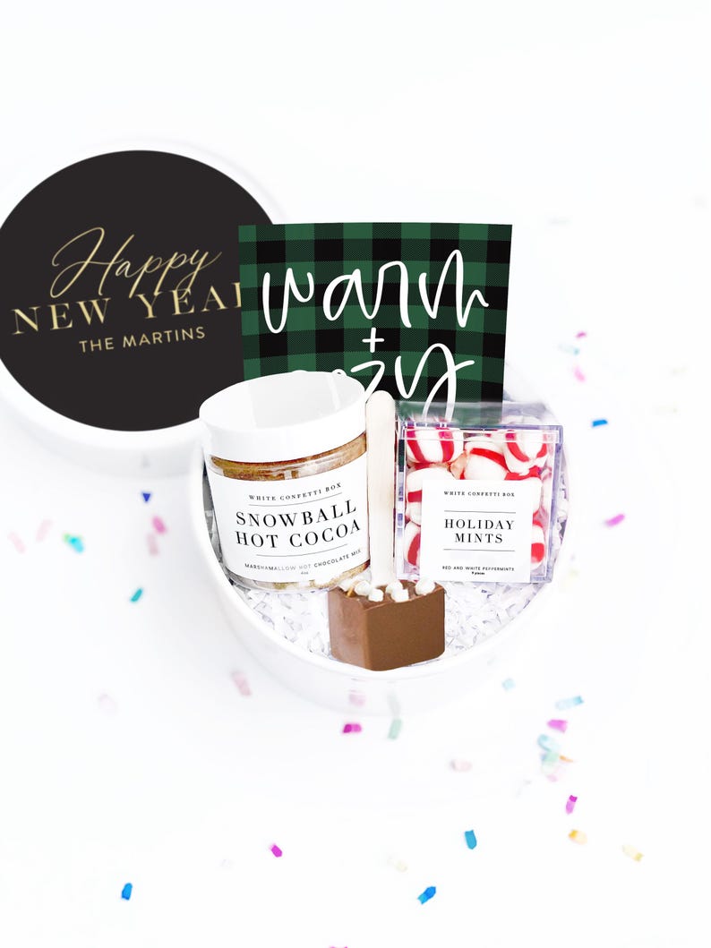 Hot Chocolate Gift Set - Corporate Gift Idea - New Year Gift Set - Gifts under 25 - Winter Gift Idea - Personalized Holiday Gift Basket New Year- Noir Scrip