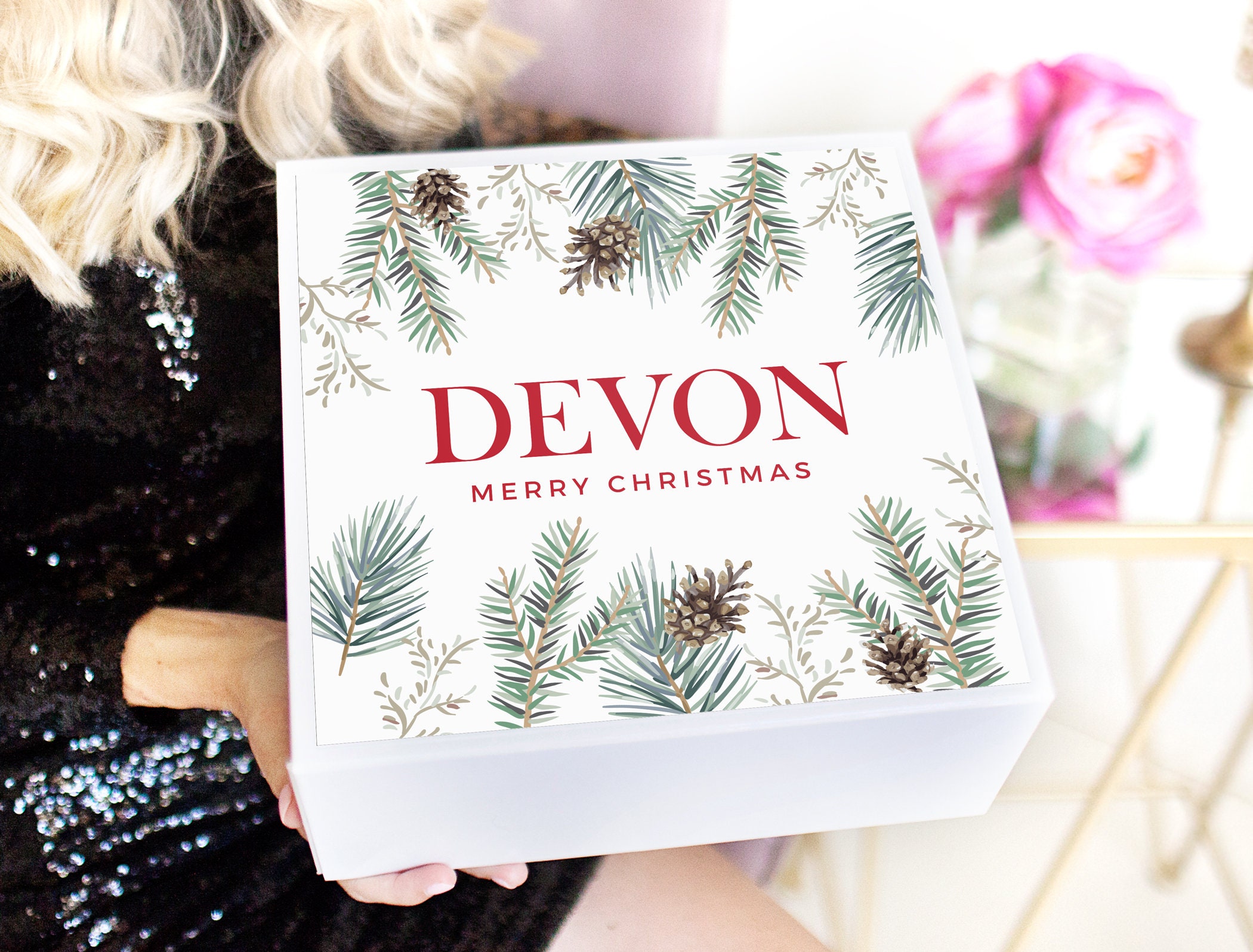 Christmas Gift Box Happy Holidays Box Custom Christmas Etsy