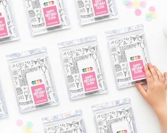 Personalized Birthday Coloring Activity Pack -  Kids Party Favor - Custom Coloring Sheets - Birthday Goodie Bag Favor and Coloring Pencils