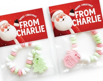 Christmas Class Party Favors - Holiday Candy Bracelets - BULK Kids Christmas Favors - Holiday Class Gift Idea - Affordable Class Party Favor