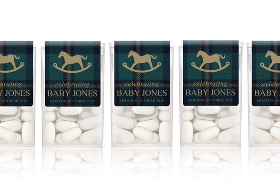 Elegant Baby Shower Favors - Rocking Horse Baby Shower - Plaid Baby Shower - Neutral Baby Shower - Baby Shower Favor Idea - Mint LABELS ONLY