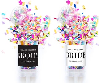 Bride Groom Confetti Popper SET - Confetti Push Pop - Wedding Day Confetti - Wedding Day Photo Idea - Bride Confetti - Groom Confetti