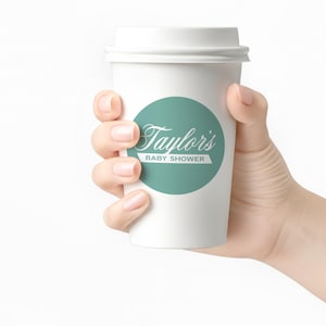 Classic Coffee Theme Baby Shower - Cafe Bebe Coffee Cup Favor - Baby is Brewing Shower Favor - Coffee Cup - 2.5" Coffee Shower Label immagine 12