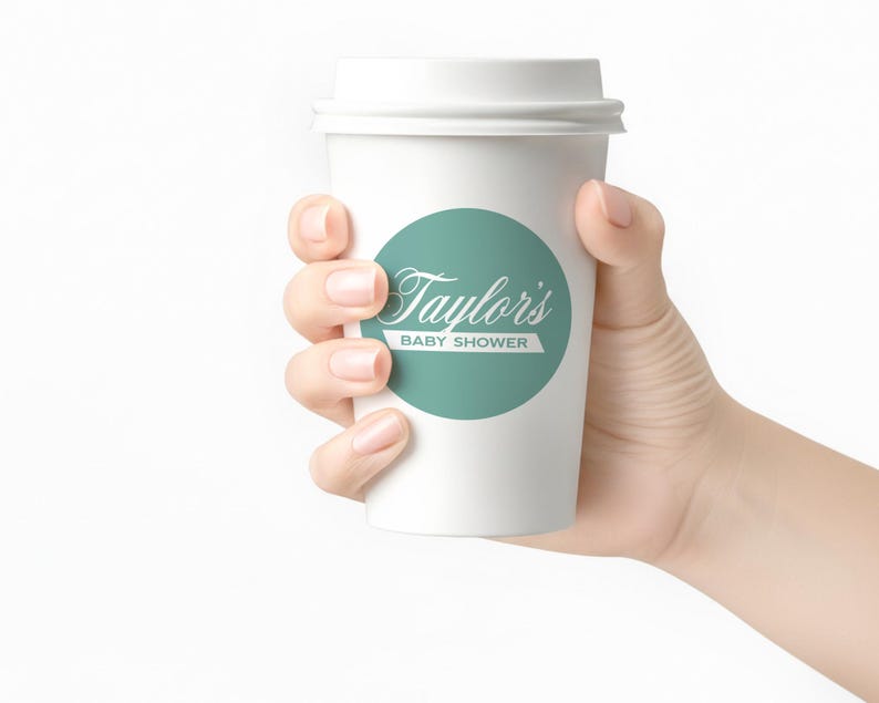Classic Coffee Theme Baby Shower - Cafe Bebe Coffee Cup Favor - Baby is Brewing Shower Favor - Coffee Cup - 2.5" Coffee Shower Label immagine 12