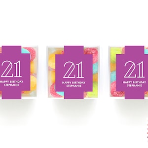 Birthday Favor Boxes - SET OF 10 - 21st Birthday Party Favor - Anniversary Favor - Clear Cube - Personalized Favors - Clear Candy Cube