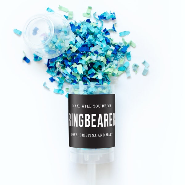 Ring Bearer Confetti Popper - Confetti Push Pop - Ring Bearer Proposal -  Ring Bearer Ask - Blue Confetti-  Ring Bearer Gift - Ring Bearer