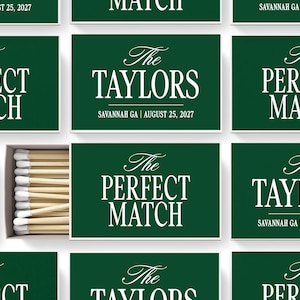 a collection of green matchbox designs with white text, each featuring the name "The Taylor" and the date "SAVANNAH GA | AUGUST 25, 2007".