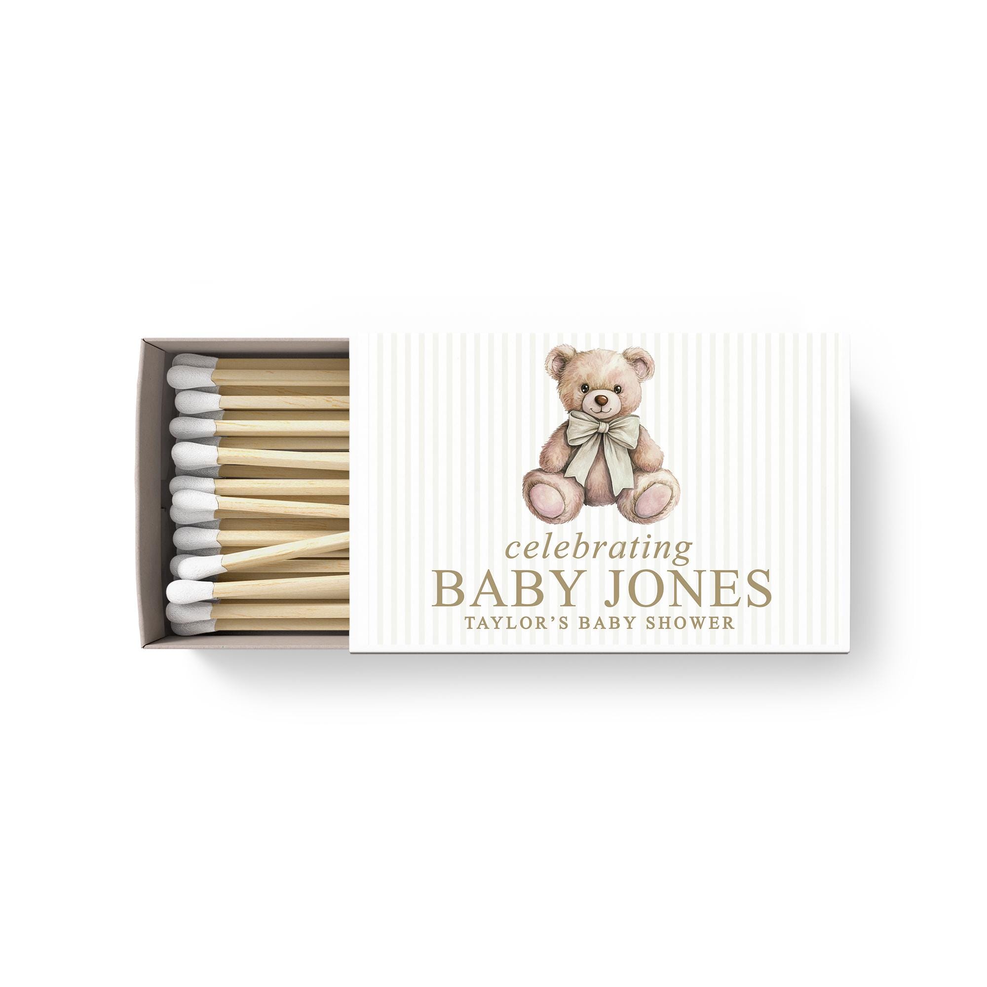 Elegante Teddybär Baby Shower Matchbook Favors - Preppy Plaid Baby Shower Favor - Teddybär Shower Favor - Navy Plaid Baby Shower Favor