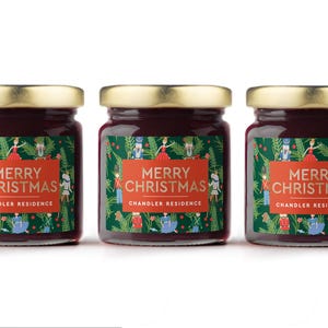BULK Holiday Favors - Holly Berry Blueberry Jam Christmas Party Favor - Corporate Holiday Favors - Holiday Jam Favor - Christmas Favors