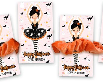 Recuerdos de Halloween económicos para niñas - Coletero de bailarina para Halloween - Recuerdos para fiestas de Halloween infantiles - Recuerdo de esqueleto para Halloween