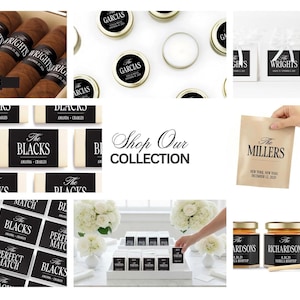 The image is a collage of various items related to the brand "The Garcias", including candles, chocolate, and honey jars. The collage also features a hand holding a bag labeled "The Millers" and a close-up of a person interacting with the items.