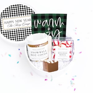 Hot Chocolate Gift Set - Corporate Gift Idea - New Year Gift Set - Gifts under 25 - Winter Gift Idea - Personalized Holiday Gift Basket New Year- Black Diam