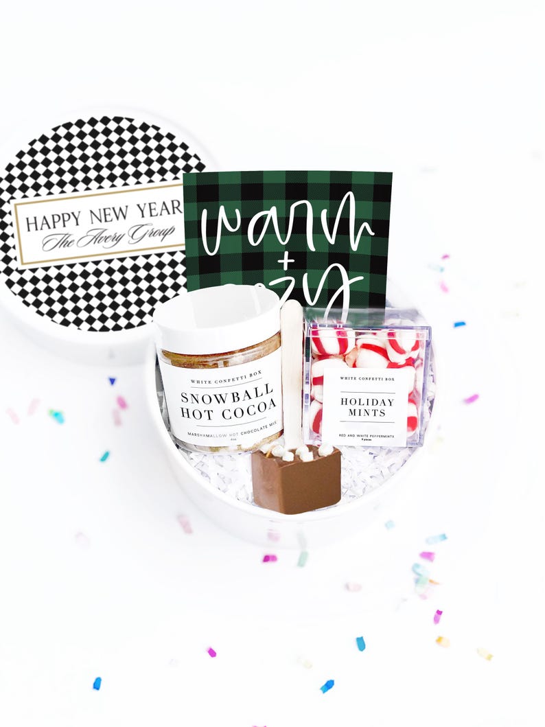 Hot Chocolate Gift Set - Corporate Gift Idea - New Year Gift Set - Gifts under 25 - Winter Gift Idea - Personalized Holiday Gift Basket New Year- Black Diam