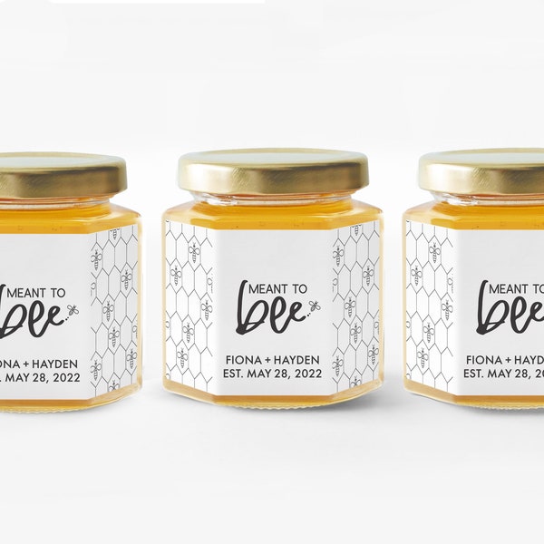 Recuerdos de boda en tarro de miel - Recuerdos de boda para invitados - Recuerdos de despedida de soltera - Recuerdos de baby shower - Meant to Bee - Recuerdos de boda de miel