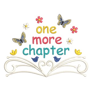 One More Chapter Embroidery Design | Book with Flowers and Butterfly Embroidery pattern | Simple Satin Stitch Embroidery - Instant Download