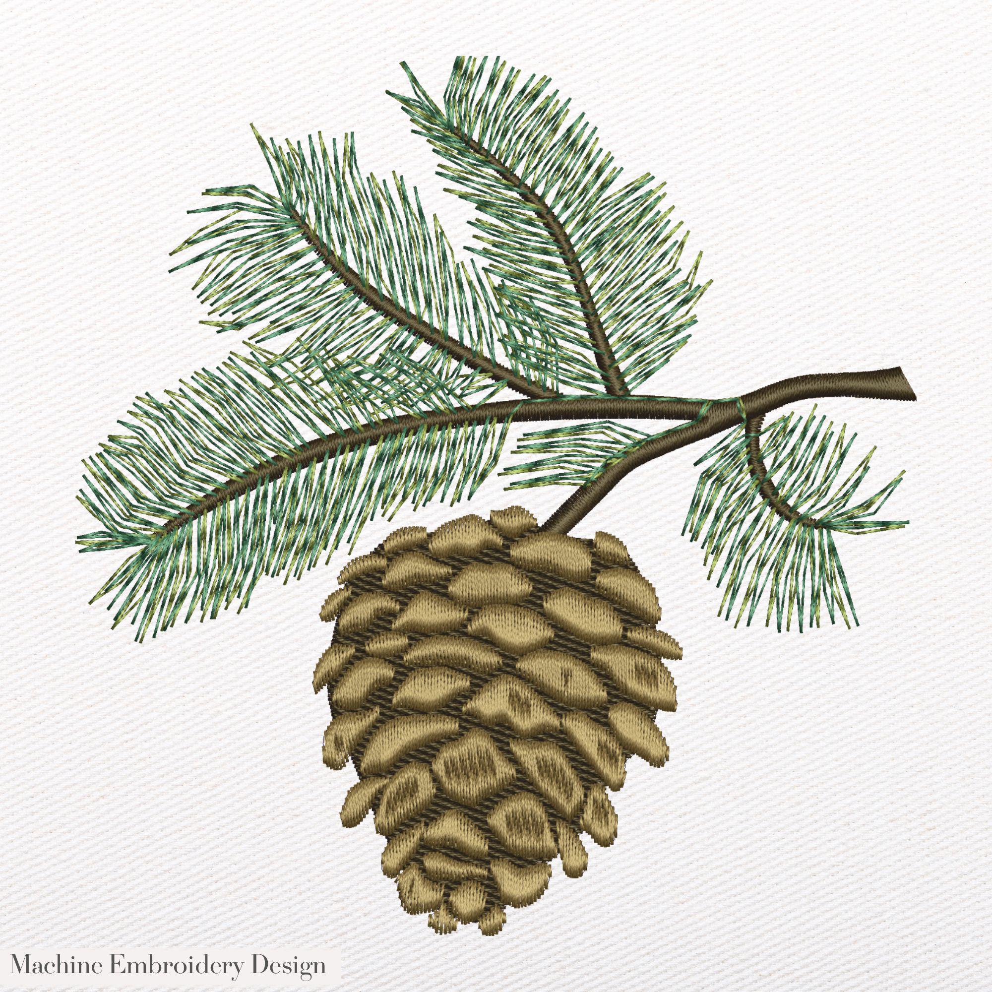 Pine Cone Embroidery Design: Forest Nature Pattern (machine Embroidery ...