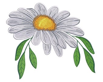 デイジー刺繍デザイン - 花の刺繍パターン - 春の花の刺繍デザイン - 機械刺繍ファイル - 即時ダウンロード