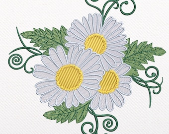 Daisies Floral Embroidery Design: Pretty Flower Pattern (Instant Download)