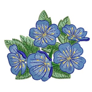 Design de bordado de rosa selvagem azul: padrão de bordado à máquina (download instantâneo)