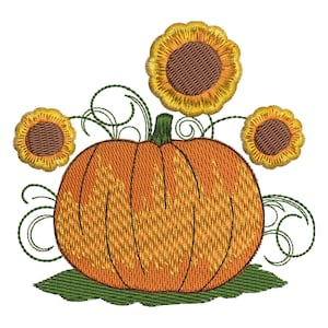 Pumpkin & Sunflower Embroidery Design: Autumn Machine Pattern (Instant Download)