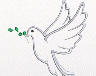 Dove with Branch Embroidery Design: Machine Embroidery File (Digital Download