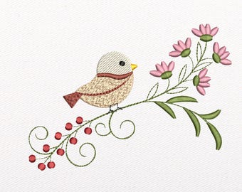 Diseño de bordado a máquina de pajarito (descarga instantánea)