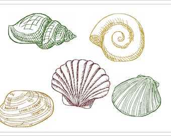 Mini shells embroidery, small shells, sea embroidery, machine embroidery design, Instant Download,