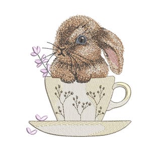 Bunny Embroidery Design - Cute Bunny Machine Embroidery File - Spring Animal Embroidery Pattern - 4 Sizes + Instant Digital Download