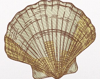 Scallop Shell Embroidery Design: Beach Holiday Pattern (Instant Download)