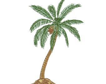 Coconut Palm Tree embroidery Design - Palm Tree Embroidery Pattern- Holiday Embroidery Design- Tropical Embroidery Design- Digital Download