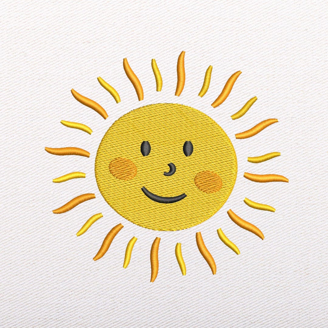 Sun Face Embroidery Design - Summer Pattern for Machine (instant ...