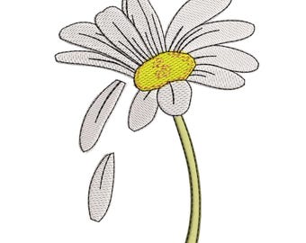 デイジー刺繍デザイン：春の花の機械刺繍（即時ダウンロード）