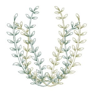 Seaweed Sketch Embroidery Design: Sea Life Machine Embroidery (Instant Download)