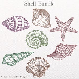 Desenho de Bordado de Conchas: Coleção de Esboços (Download Instantâneo)