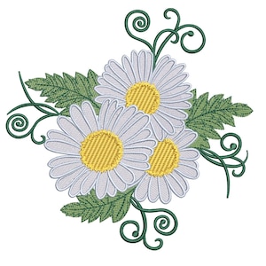 Daisies Embroidery Design - Pretty Flowers Embroidery Design - Floral Embroidery Pattern - Nature Embroidery Files - Instant Download