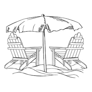 Beach Chair Embroidery Design: Holiday Umbrella Pattern (Instant Download)